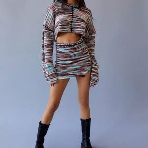 The Ragged Priest Sweater Data Knit Mini Skirt